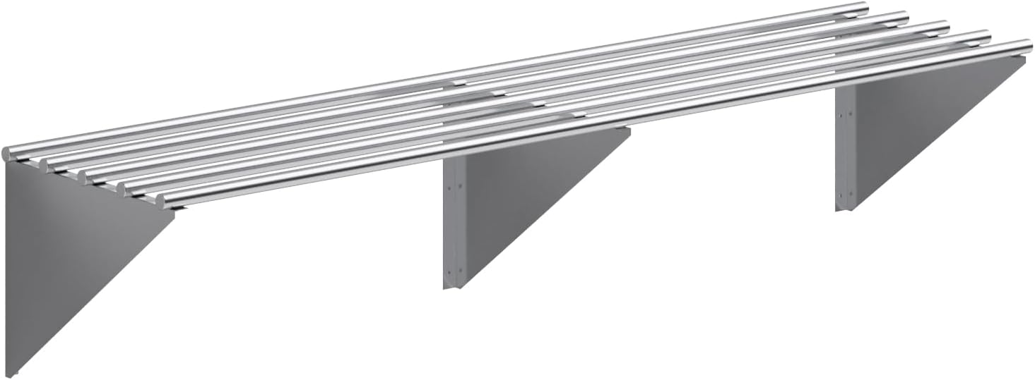 AmGood 18 in. x 72 in. NSF Stainless Steel Tubular Wall Shelf | Heavy-Duty Metal Shelving for Appliances & Equipment | Ideal for Kitchen, Restaurant, Garage, Laundry, Utility Room