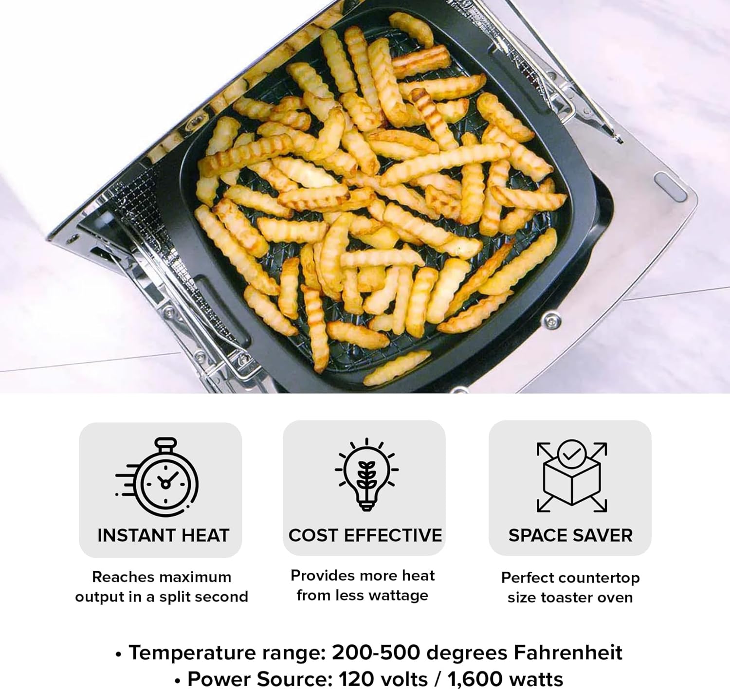 Countertop Toaster Oven, Compact Kitchen Appliance with Graphite Heating Technology, Eggshell White