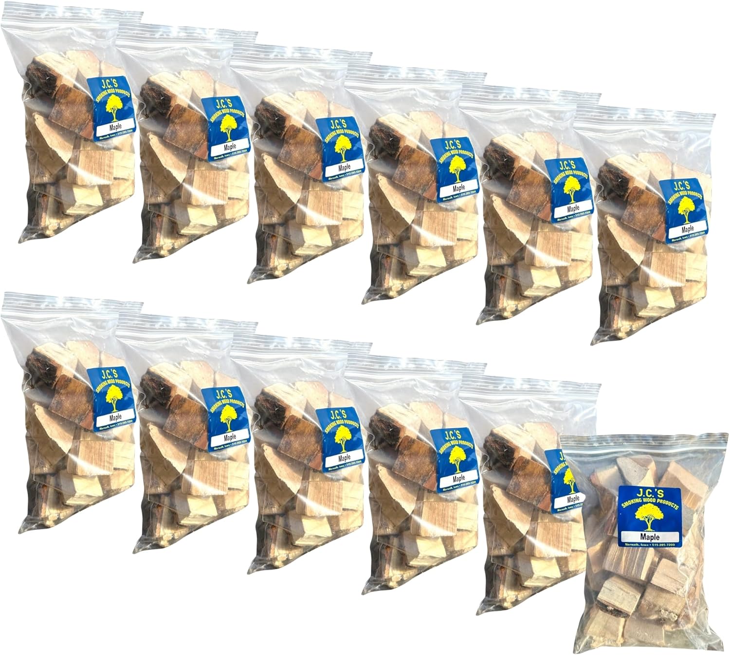 J.C.'s Smoking Wood Chunks - Gallon Sized Bag - Maple 12PK
