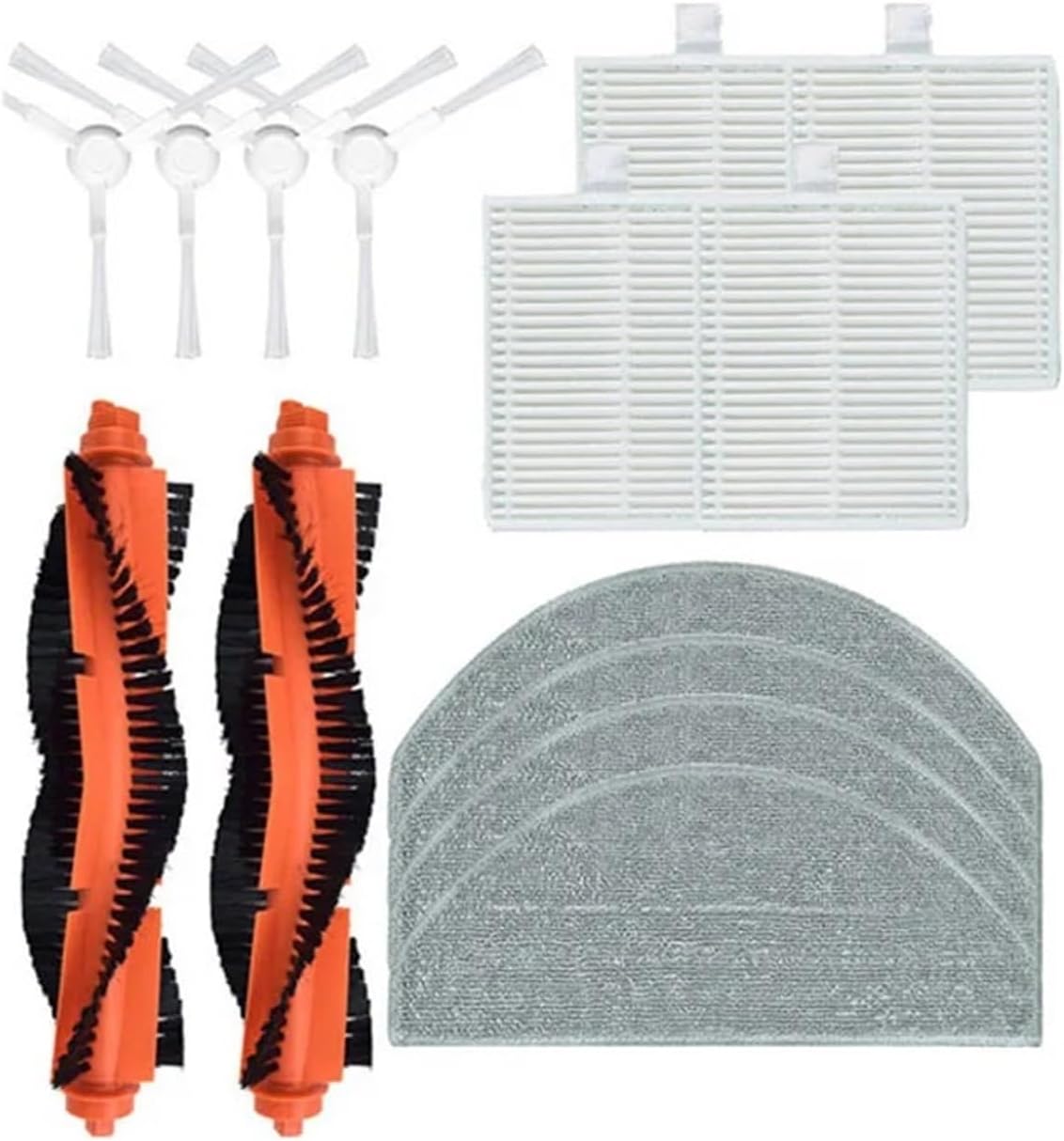 Compatible for Xiaomi Robot Vacuum E10 / E12 / B112 / C103 Roller Main Side Brush Hepa Filter Mop Cloths Spare Part Replacement Accessory(Medium)