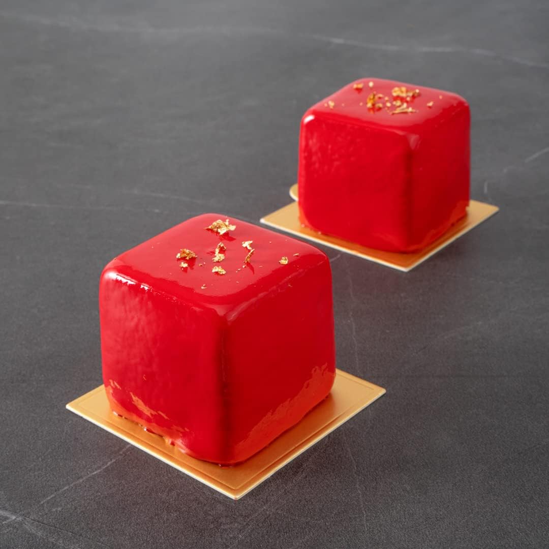 Pastry Tek 8 Cavities Square Cupcake Pans, 10 Oven-Ready Square Molds - Flexible, Freezable, White Silicone Petit Four Molds, Easy Release, For Baking - Restaurantware