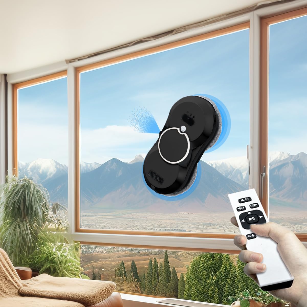 Window Cleaner Robot with Ultrasonic 5600PA Auto Water Glass Cleaning Automatic Smart Robot Cleaner,Window Vacuum Cleaner with Control Windows/Tiles/Class Door Indoor Outdoor