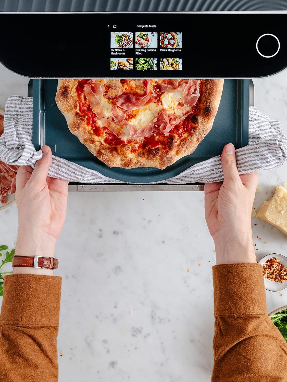 Brava Oven Chef's Choice Set: 10-in-1 Touchscreen Countertop Smart Oven, Air Fryer, 6-Slice Toaster, Slow Cooker, Reheater, Dehydrator, Rice Cooker, Healthy & User Friendly, Auto-Shut Off, Black