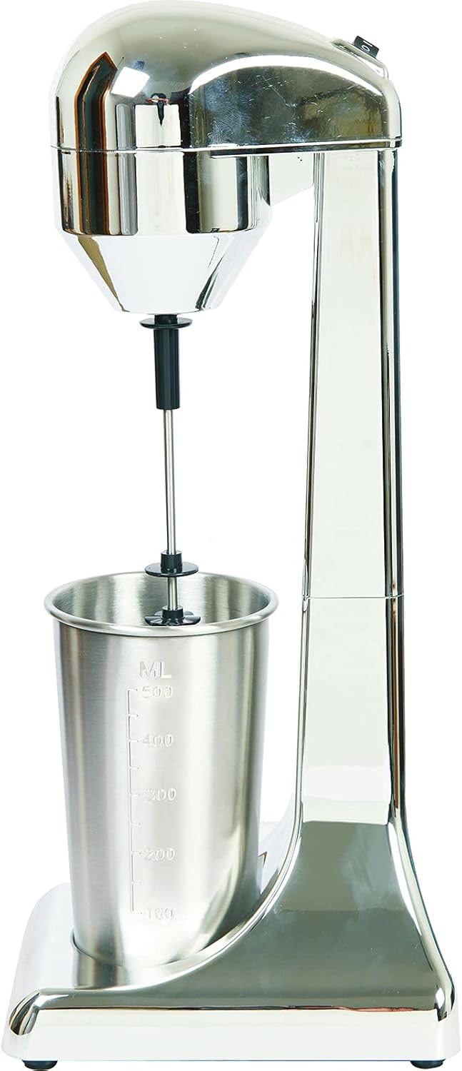 500ml Milkshake Maker Countertop Electric Drink Mixer Stainless Steel Milk Shake Blender Drink Mixer w/Practical Muddler, 100W 110V