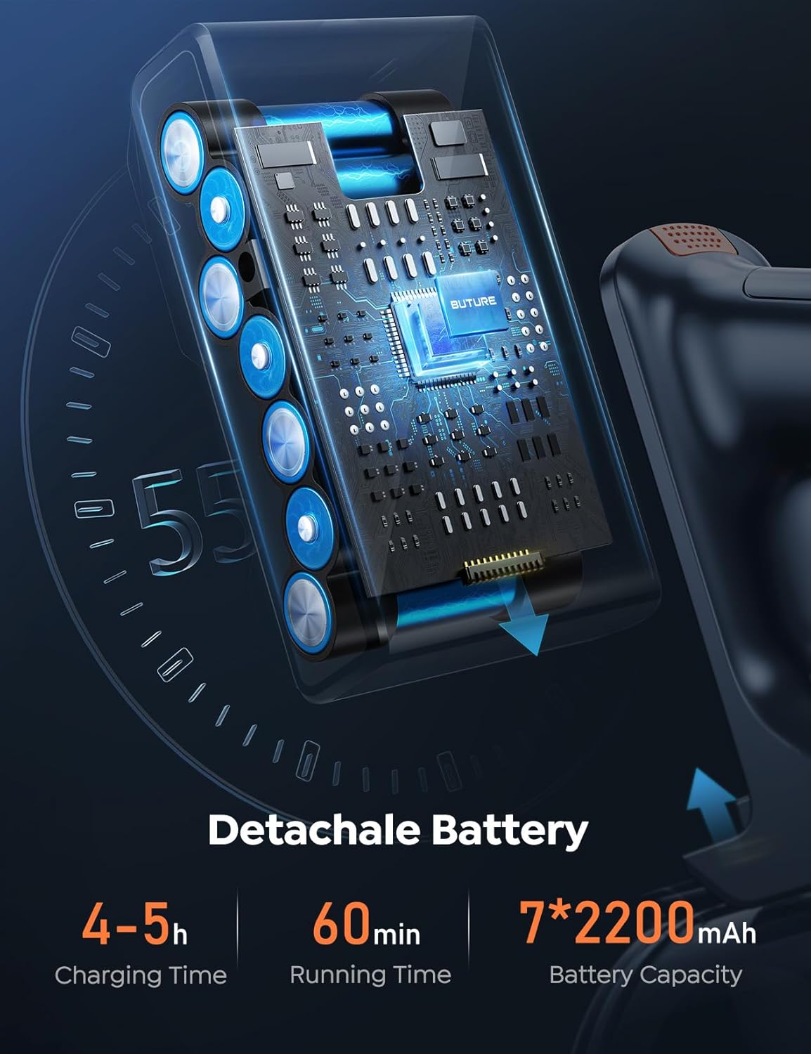 Cordless Vacuum Cleaner, 550W 45Kpa Vacuum Cleaners for Home with 5 Suction Modes, Vacuum Cleaner with Max 60Mins, Stick Vacuum Cordless for Hardwood Floor Carpet Pet Hair