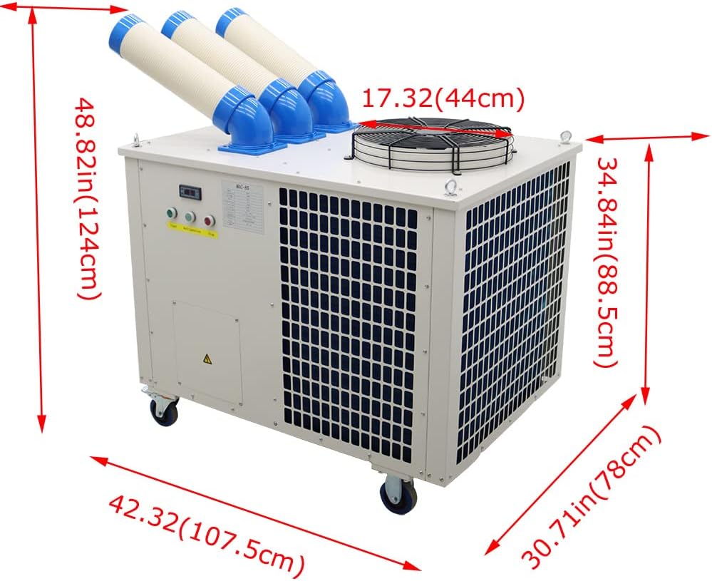 Industrial Portable Air Conditioner with Wheels 5L Large Tank Commercial Spot Cooler Adjustable Air Outlet Ideal for Hospitals Workshops Outdoor Events 220V 3.15KW
