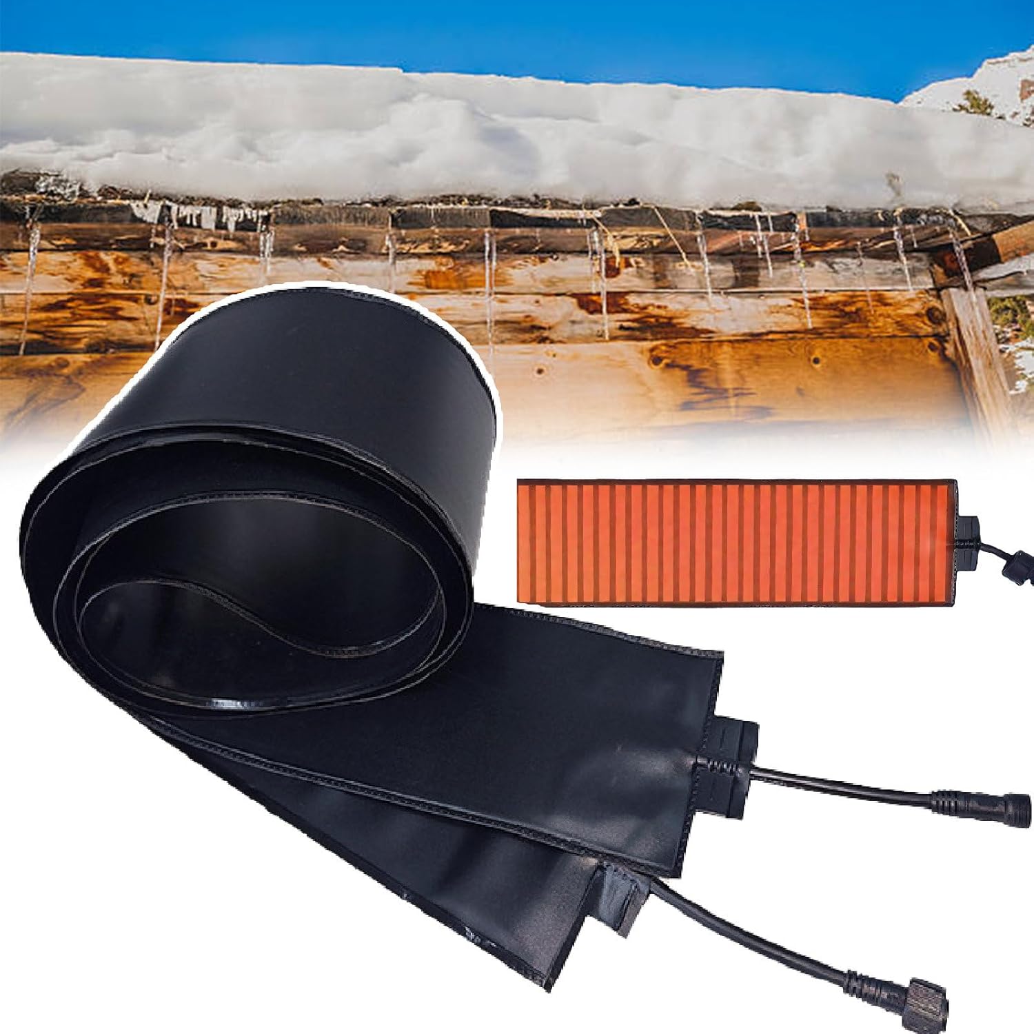 Outdoor Mats Electric Snow Melting Mats/Roof Heat Tape for Ice Dam & Pipe,Multiple Series Connections- Graphene Powered Fast De Icing, PVC Flexible Material Supports Curling 760cm