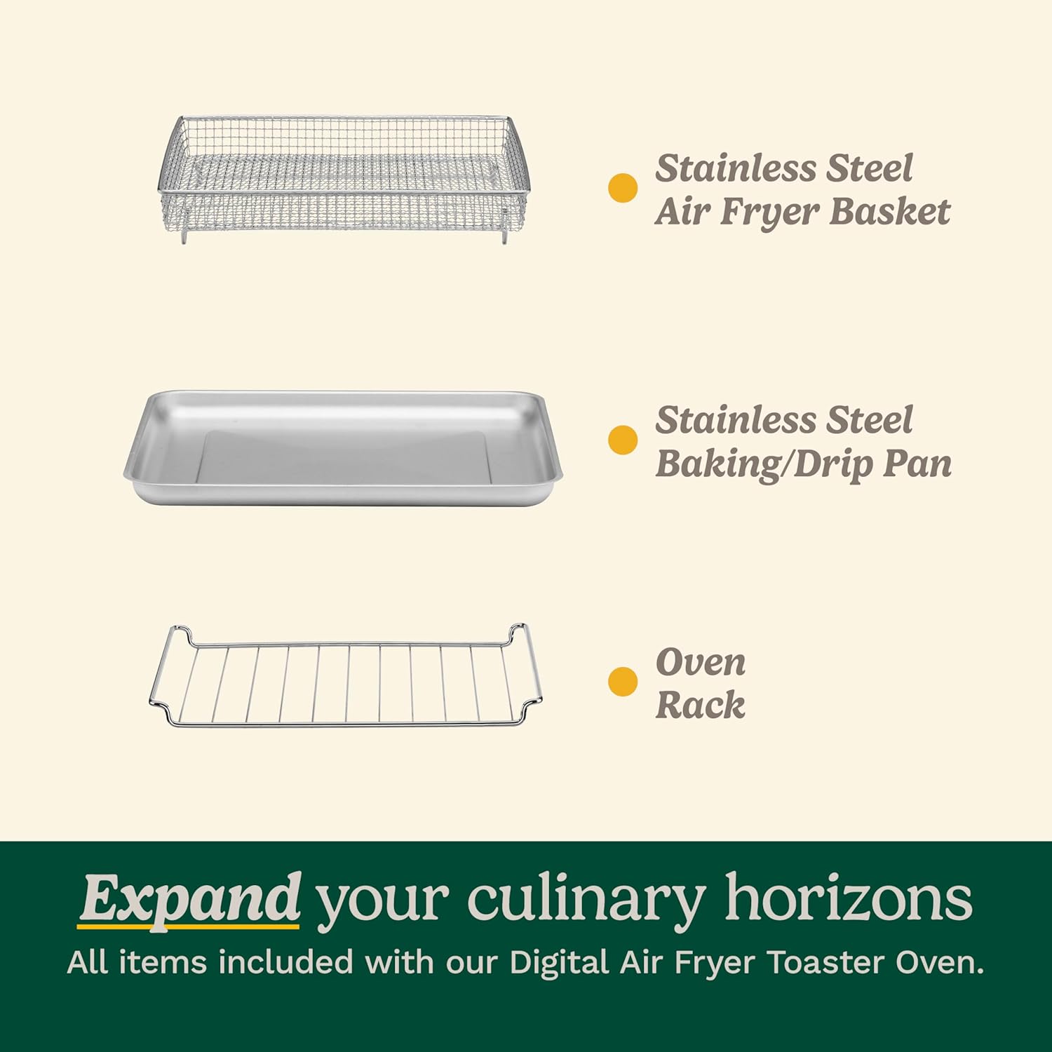 Cuisinart Air Fryer Toaster Oven, Digital Display, 1800 Watt Air Fryer Toaster Oven Combo with Adjustable Temperature and Controls, Stainless Steel Small Kitchen Appliance, TOA-65,Silver