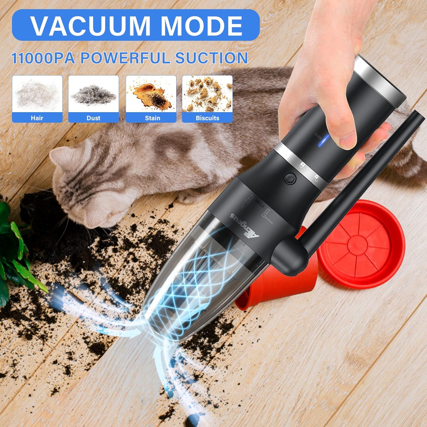 ATEngeus Compressed Air Duster & Vacuum, 77000 RPM Cordless Air Duster, 3 in1 Air Blower, Detachable Battery, Replaces for Air Cans, Keyboard Cleaner, Vacuum Cleaner for pc
