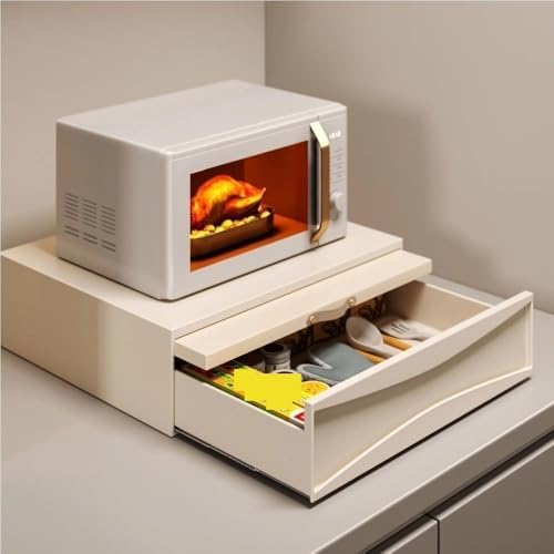 Adjustable Countertop Shelf, Microwave Stand with Drawer for Kitchen Appliances, Organizes Ovens, Rice Cookers