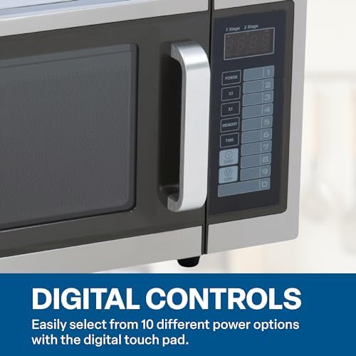 FSE Commercial Microwave with Digital Touch Pad Control, 1 Cubic Feet Interior, Stainless Steel, 1000 Watts, UL and NSF Approved