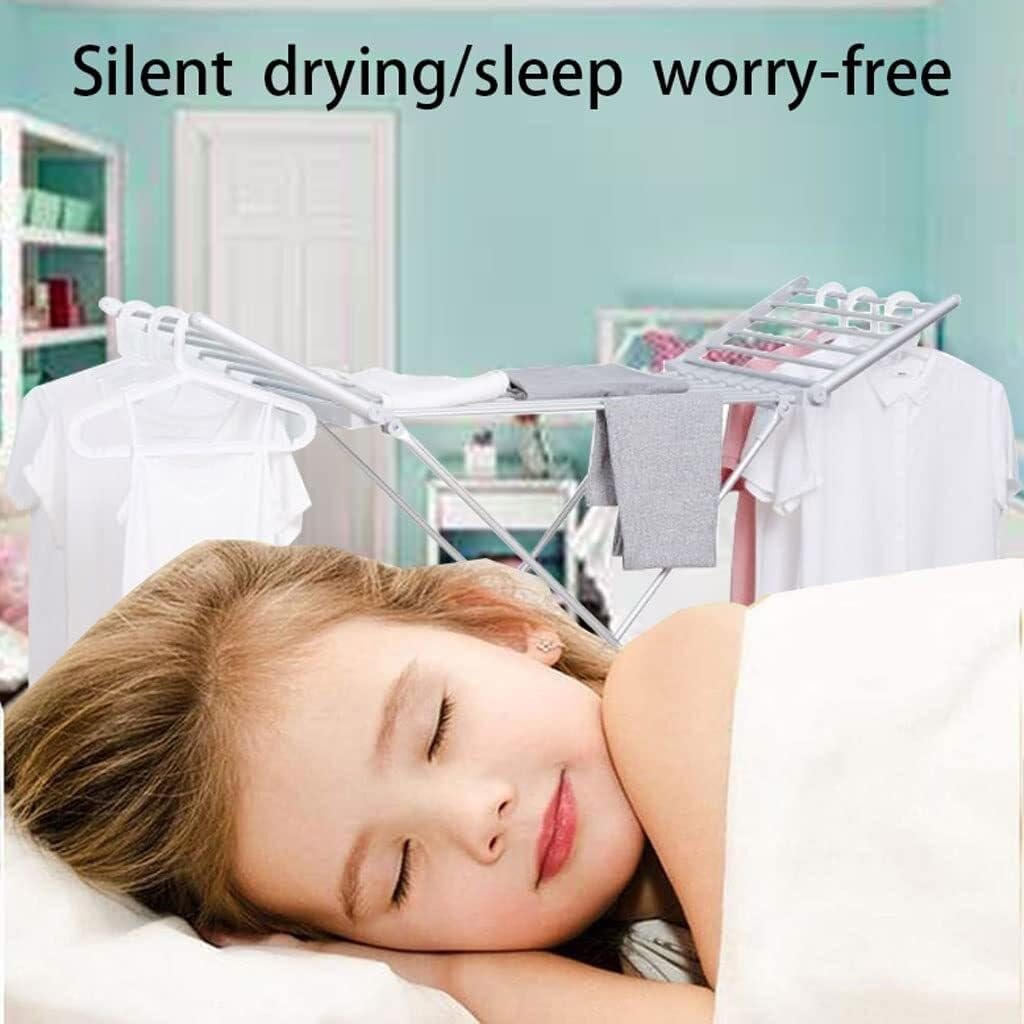 Heated Clothes Dryer Airer, Home Horse Rack Fast Laundry Drying Folding, Clothes Towel Warmer Drying Rack, X-Legs Stable Winged Drying Rack