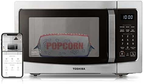 TOSHIBA ML-EM34P(SS) Smart Countertop Microwave, Sensor Reheat, Works With Alexa & Remote Control, Kitchen Essentials, Mute Function&ECO Mode, 1100W, 1.3 Cu Ft, With 12.4