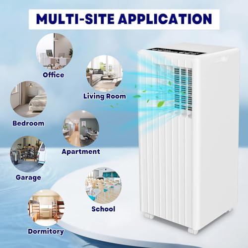 Portable Air Conditioners 8000 BTU, Remote Control AC Unit with 24H Timer, Low Noise & Energy Saving for Rooms Up to 350 Sq.Ft, Dorm, Office, Bedroom, Black & White