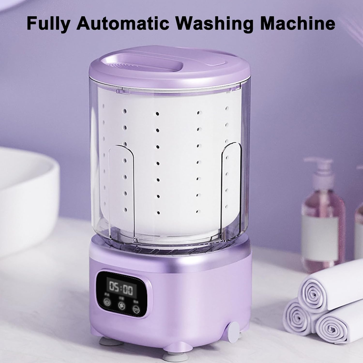 Fully Automatic Mini Washer With Drain Basket And Pipe, Portable Washing Machine, 2L Capacity, Three Wash Modes For Bra Underwear Socks(Size:5.51 * 5.7 * 9.44in,Color:pink)