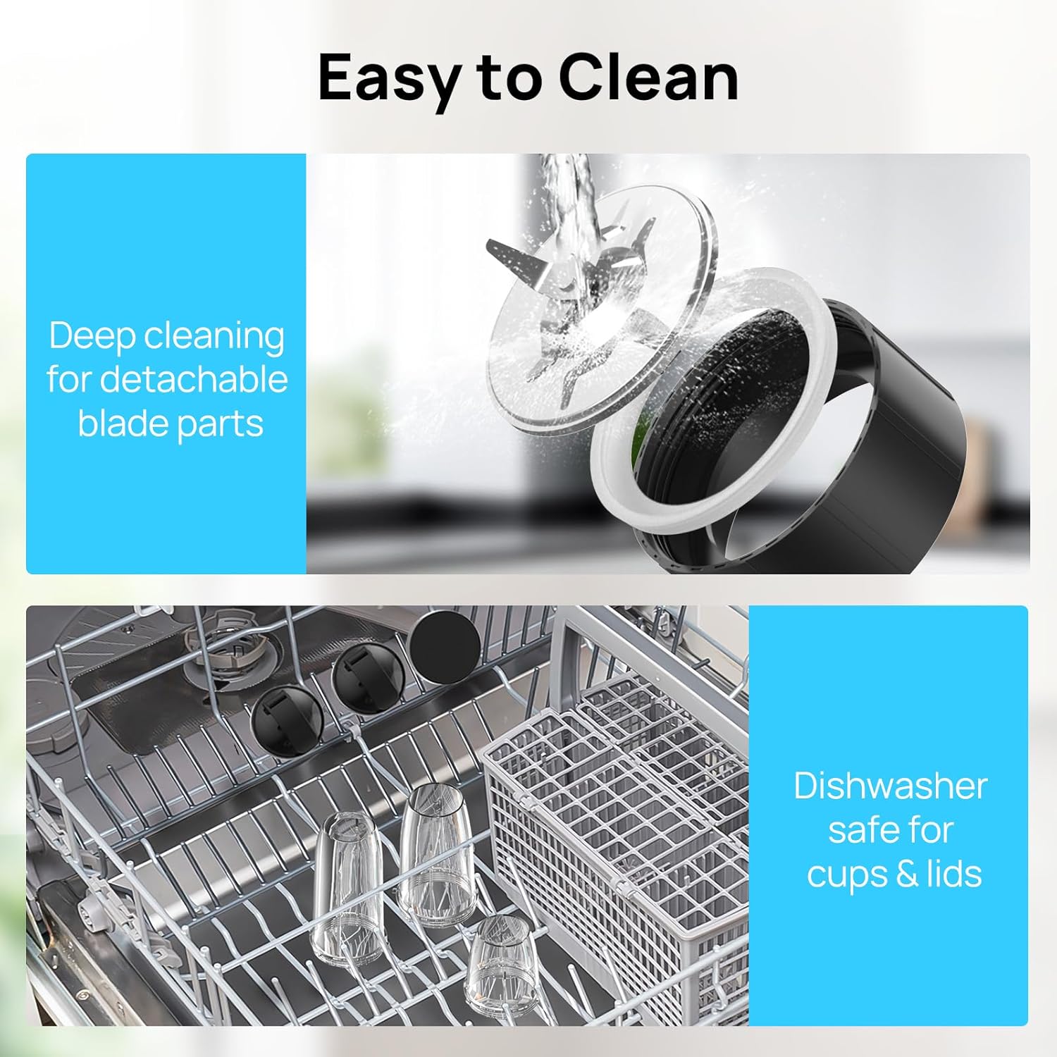 Smoothies Blender, Consciot Countertop and Personal Blender Combo, Making Shakes and Smoothies, Frozen Drinks, Spreads and More, 3 Portable To-Go Cups & 3 Lids, 900W Peak Watts