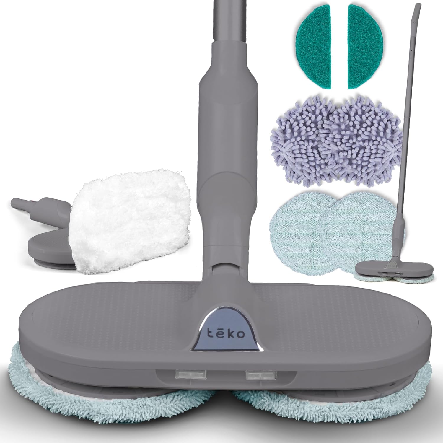 TEKO Electric Mop | As Seen on TV Power Mop | Hardwood Floor Mop with Baseboard Cleaner Attachment | Floor Mops with Washable Pads Included (Graphite)