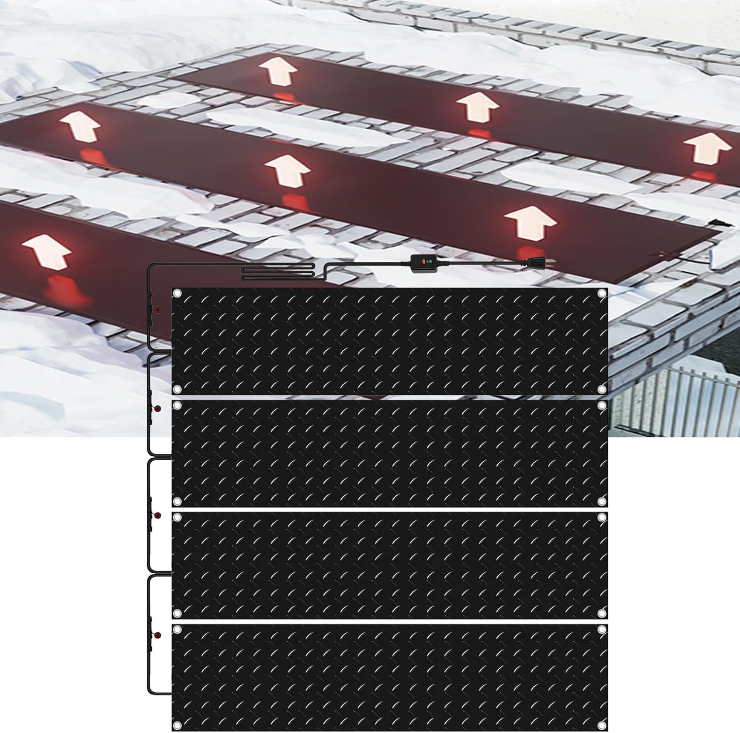 Heated Snow Melting Mats, Outdoor No-Slip PVC Snow Melting Mats Outdoor, 120V and Ice for Proof and Valley, 3 in/H Speed- Heated Door