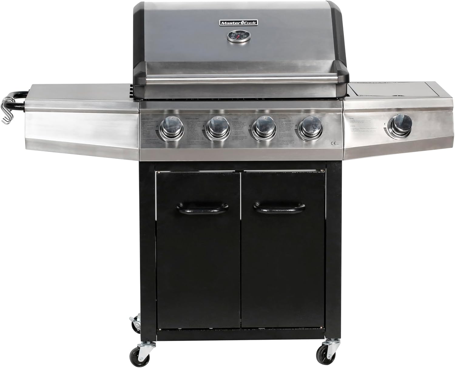 MASTER COOK 4 Burners Gas Grill, 52,000BTU Cabinet Grill, Propane Grill with Side Burner, Built with Stainless Steel (Black)