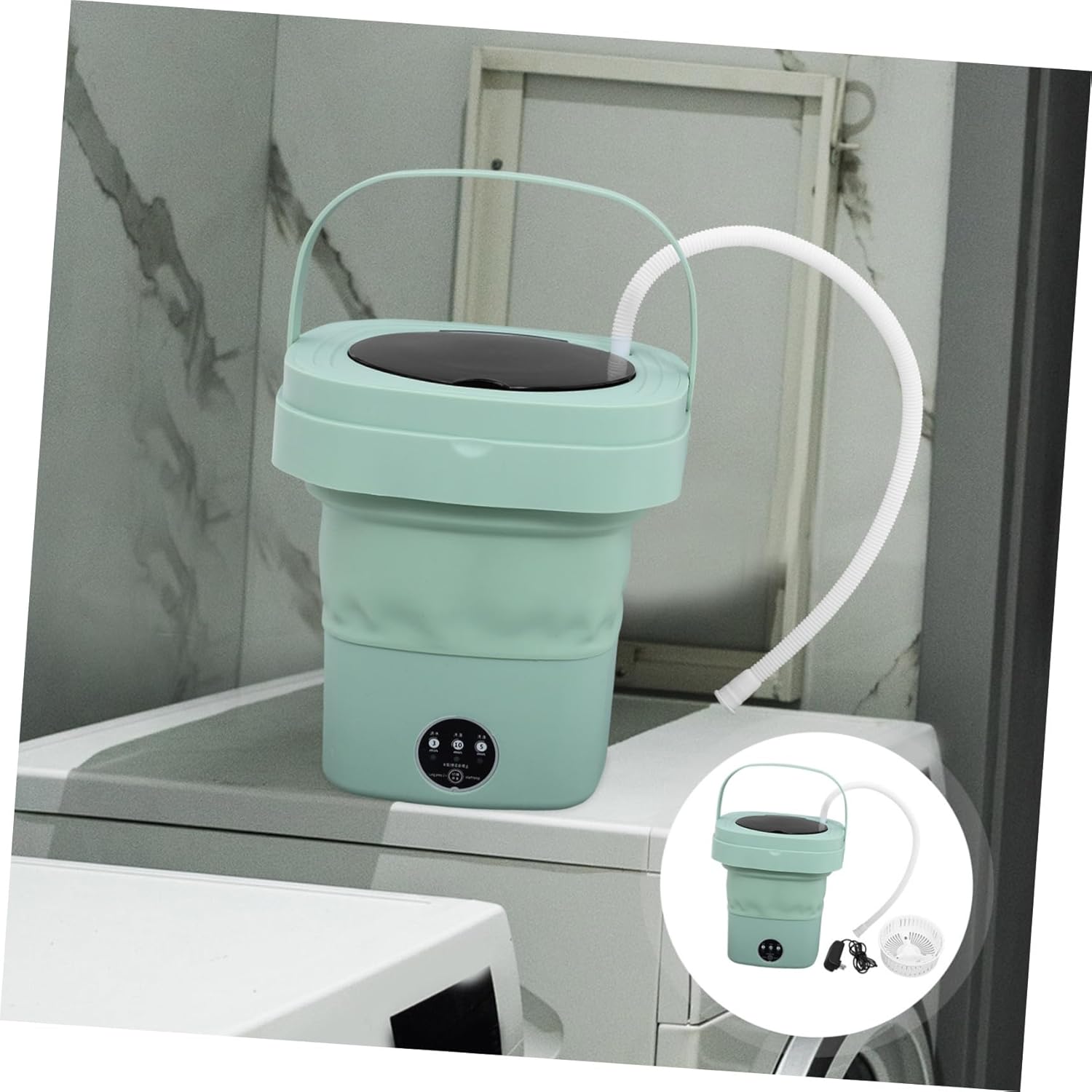 Portable Mini Washing Machine Collapsible Washer Touchscreen Capacity for Travel and Apartments Easy Wash Spin-dry Us Plug