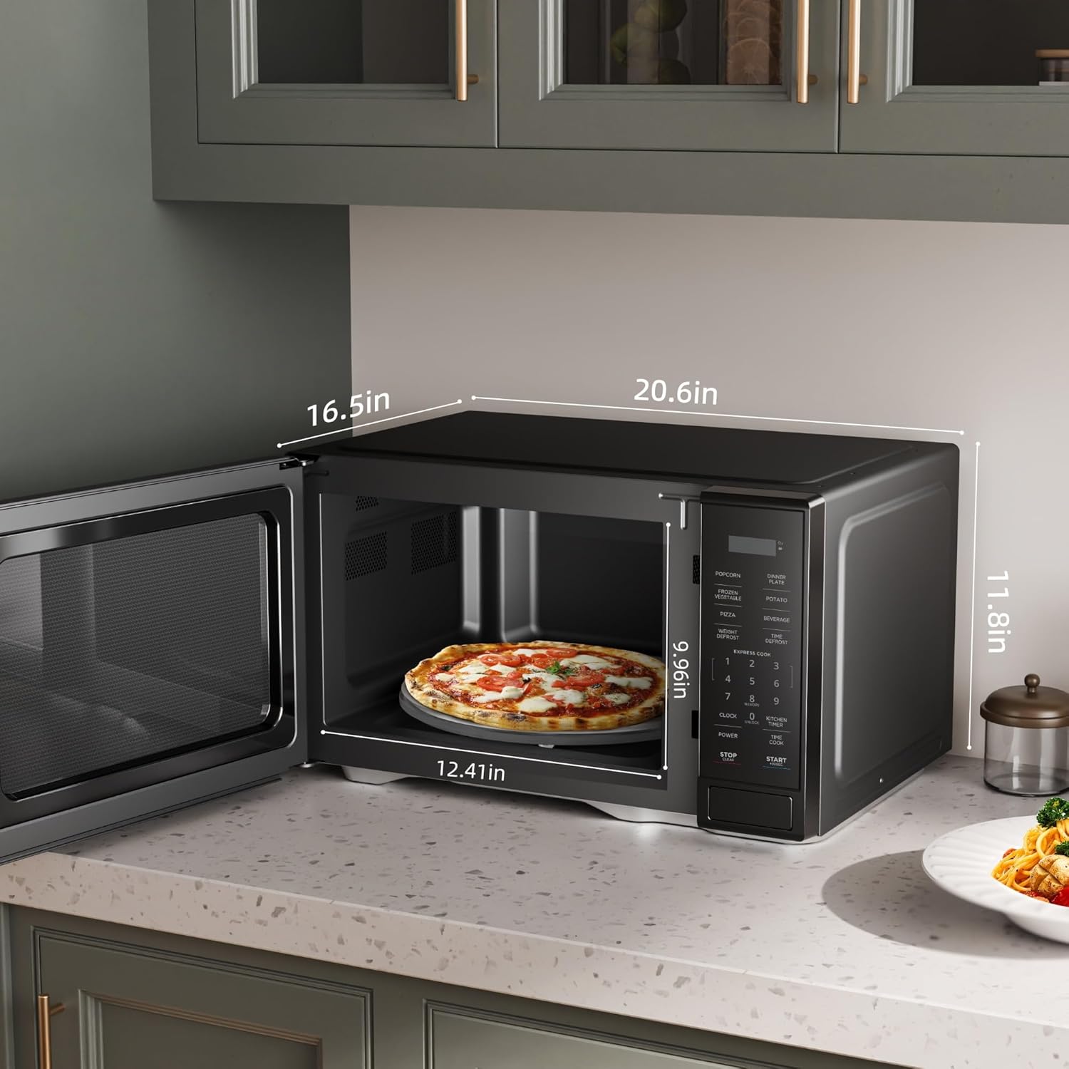 1.1 Cu. ft Countertop Microwave Oven - 1000 Watts with 10 Power Levels & One-Touch Cooking