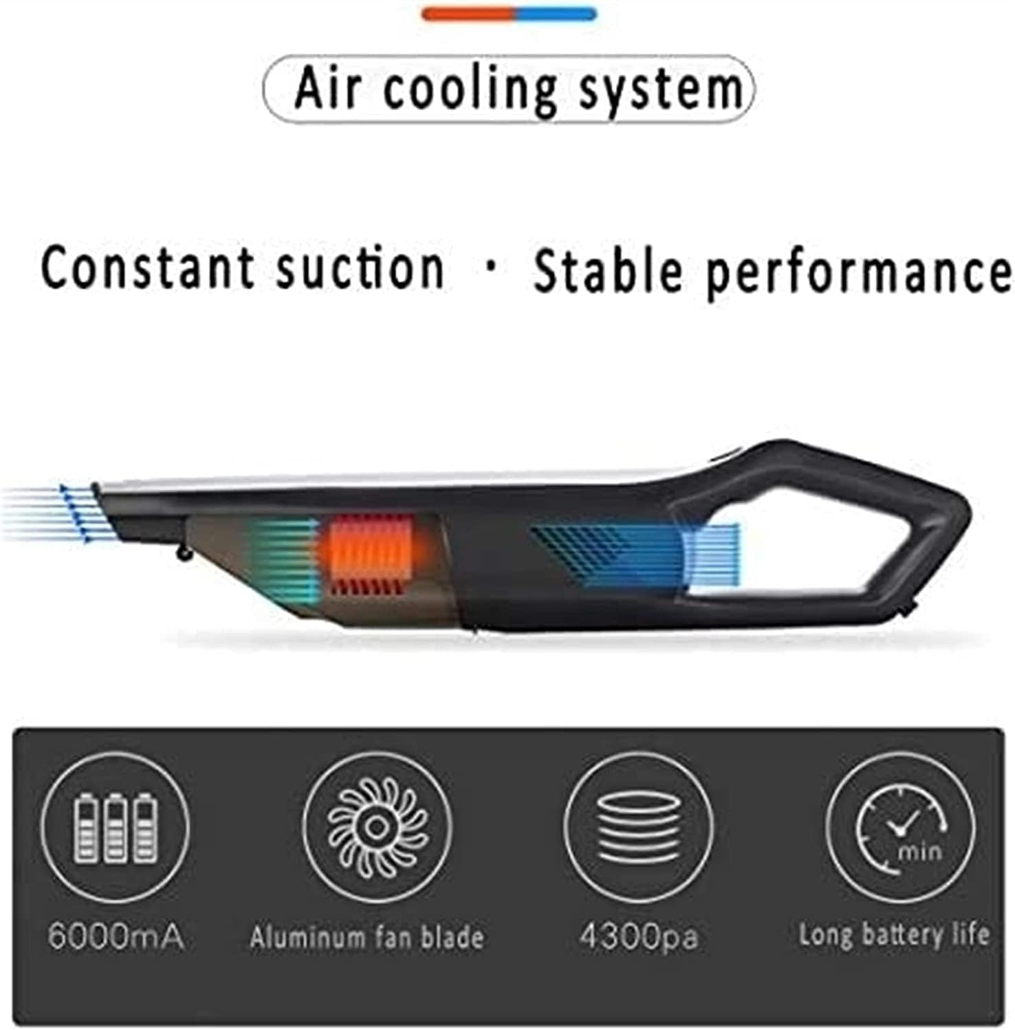 Cordless Car Vacuum Hand-held Vacuum Cleaners USB Charging-Pet Hair Vacuums Powerful Suction Wet/Dry Lightweight Vac for Car Home Carpet Cleaning (Black)