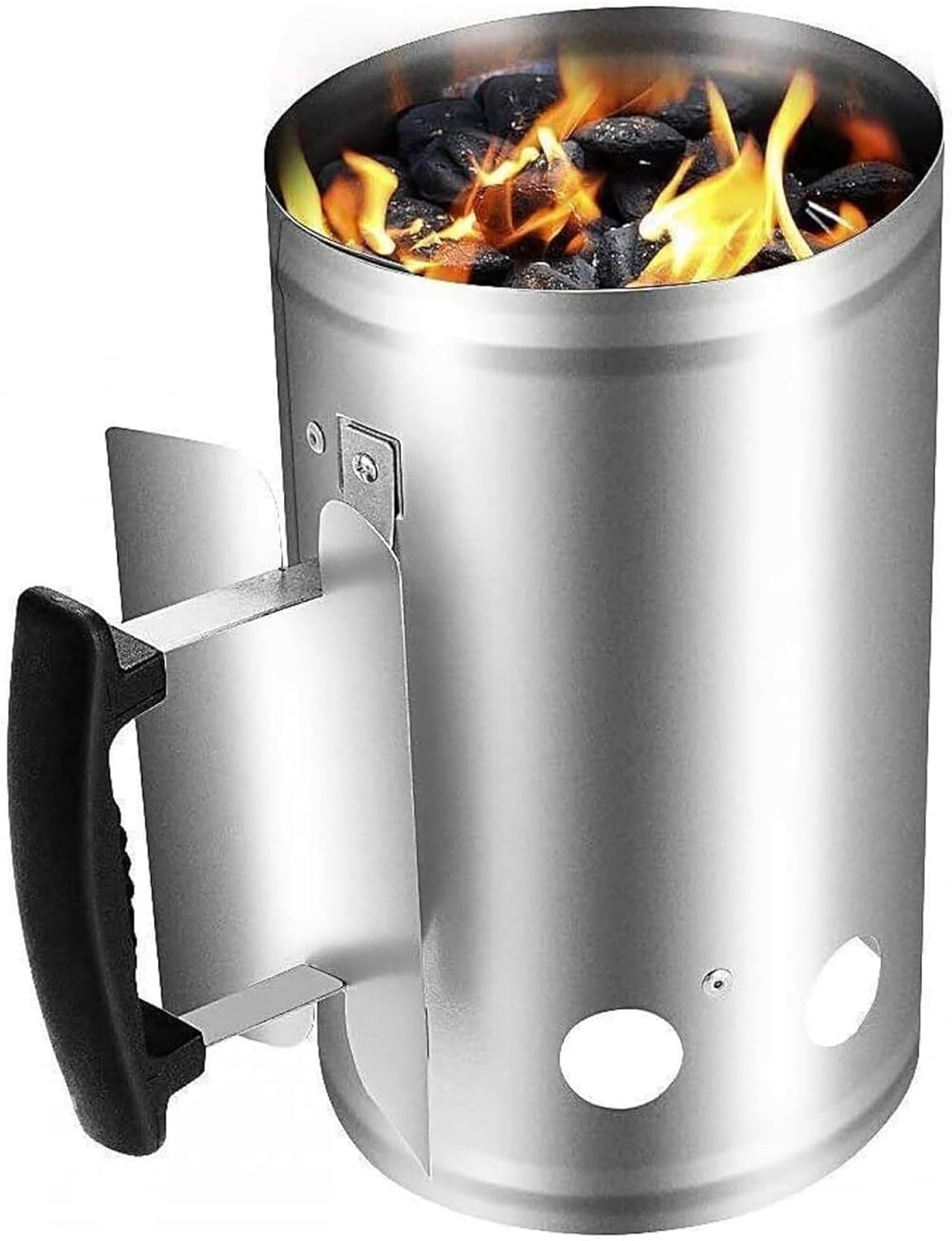Fast Easy BBQ Chimney Starter Quick Charcoal Ignition Barrel with Heat Resistant Nylon Handle for Cooking Camping