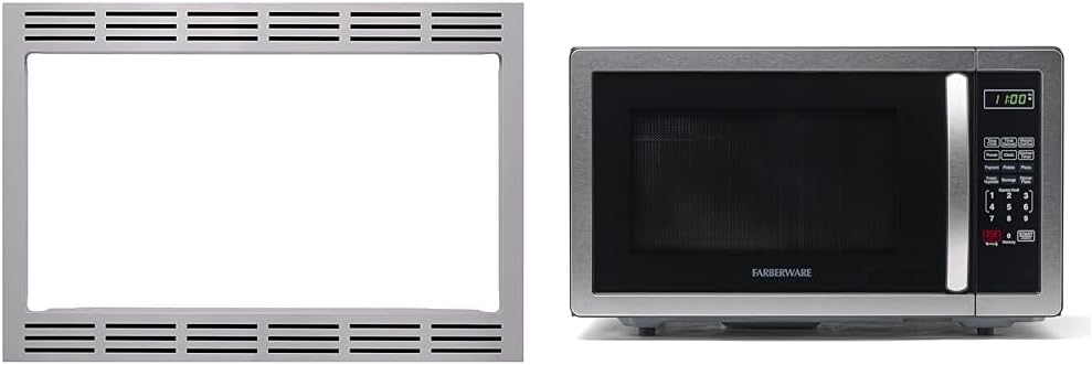 Panasonic NN-TK922SS 27-inch Trim Kit for 2.2 cu ft Microwave Ovens, 27 inch, Stainless Steel & Farberware Countertop Microwave 1000 Watts, 1.1 cu ft - Microwave Oven With LED Lighting