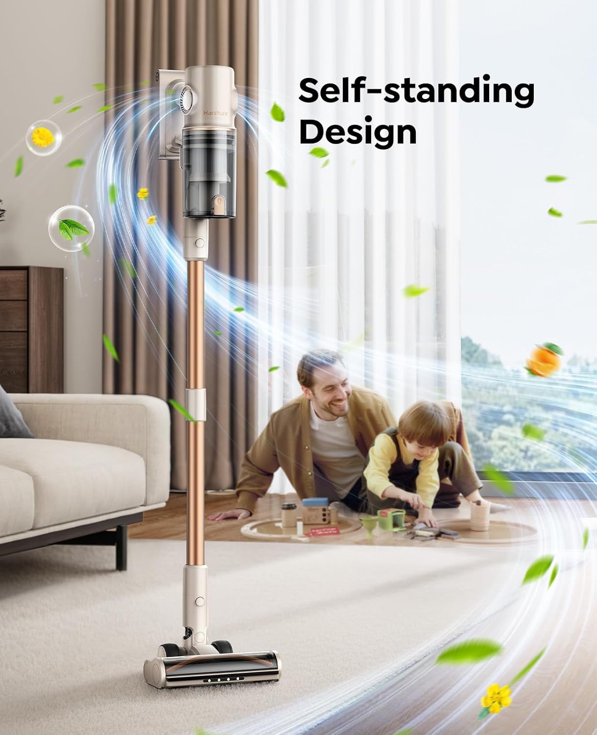 Cordless Vacuum Cleaner,80Mins/50kpa/600W Vacuum Cleaners for Home,Stick Vacuums with Self-Standing,Touch Screen,LED Headlights, Anti-Tangle,Rechargeable,Lightweight,for Carpet,Hard Floor, Pet Hair
