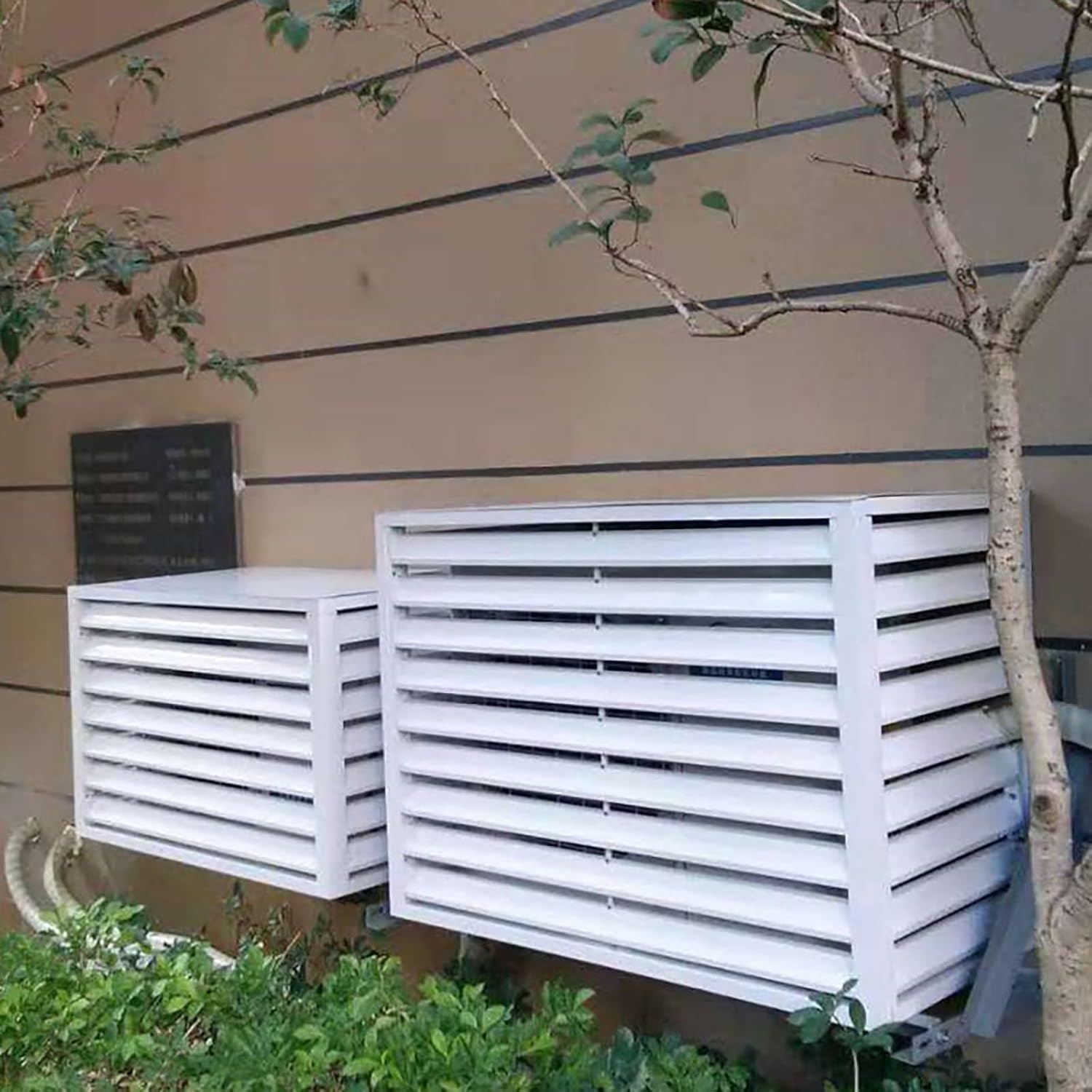 Outdoor Aluminum Air Conditioner Cover, Freestanding Privacy Screen Fence Panels Trash Can Enclosure, Condenser Protective Cover AC Unit Cover Pool Equipment Enclosure Flower Stand ( Color : White1