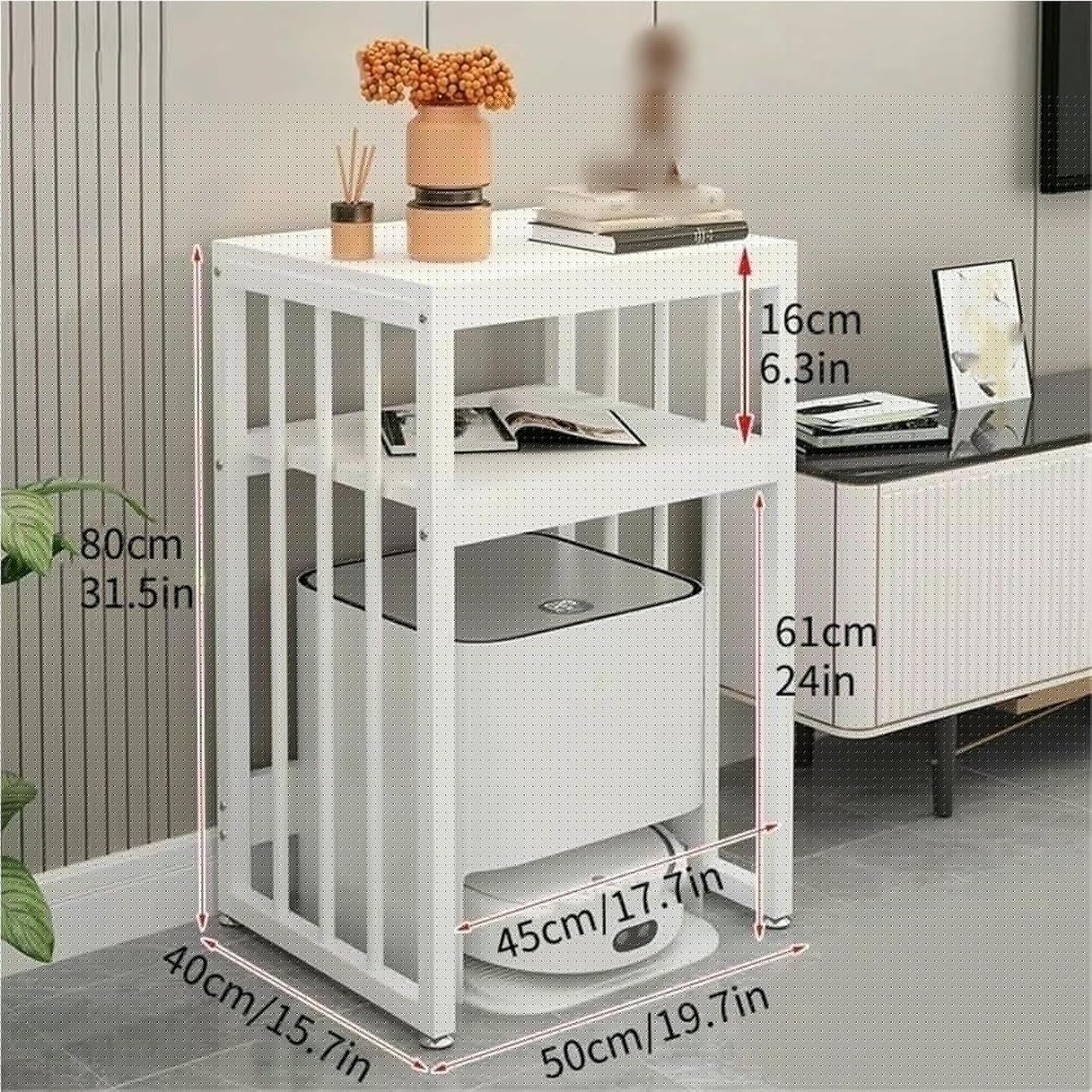 Tall Robot Vacuum Hidden Cabinet, Multi-Functional Modern Vacuum Storage Stand, Household End Side Table, Fish Tank Stand, Space-Saving Organizer for Living Room