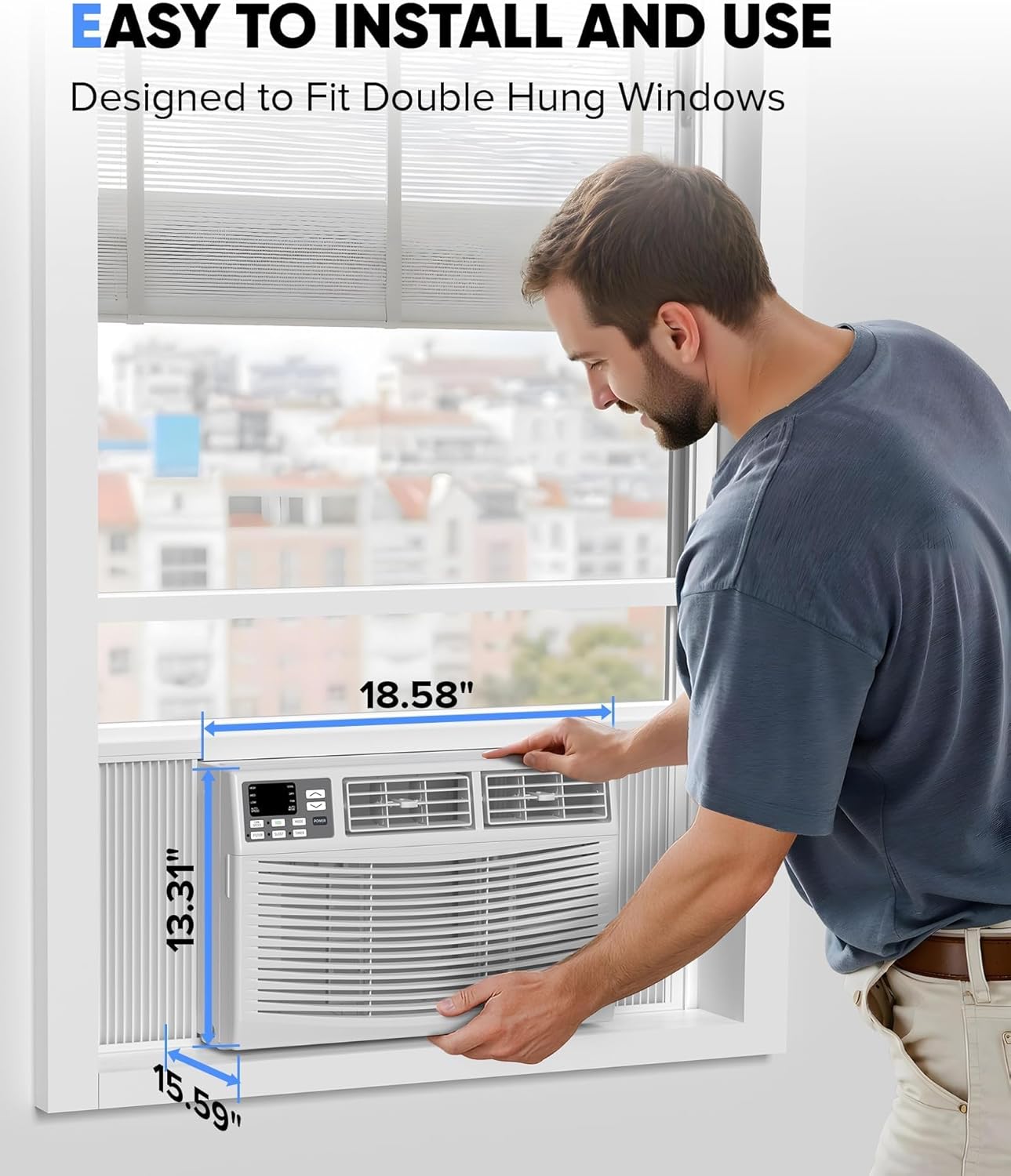 8000 BTU Window Air Conditioner with WiFi, Cools Up to 250 Sq. Ft, Smart Window AC Unit with Remote, Energy Saving