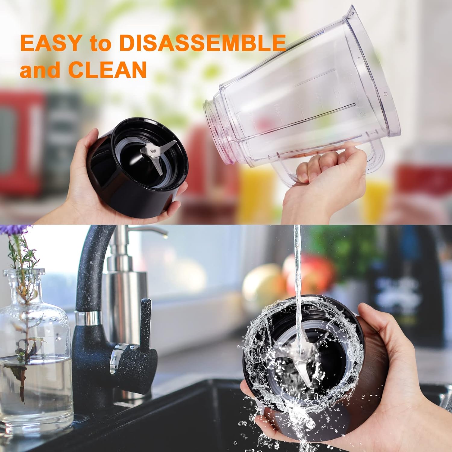 Blender for Smoothies, Small Blender with 500W Motor for Milkshake Desserts Nut Butter, Cocktails Sauces (Red)