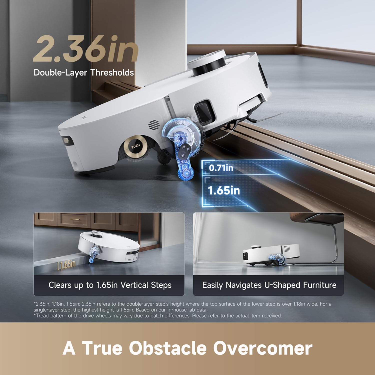 DREAME Aqua10 Roller Robot Vacuum, AquaRoll Mopping, 30,000Pa Suction, 100% Detangling, Carpet-Protecting Roller Guard, Clear 2.36in Obstacle, Self-Empty, Self-Cleaning, Roller Mop Extending