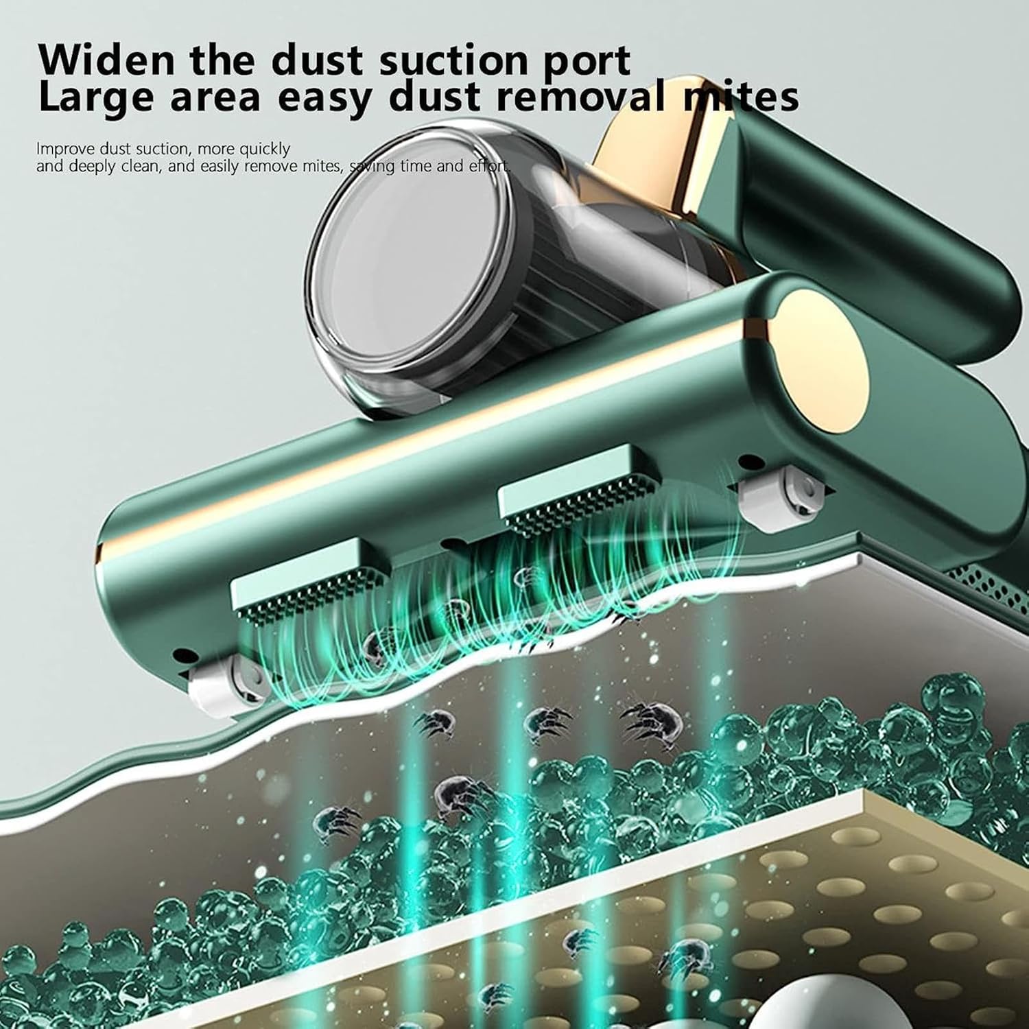 Bed Vacuum Cordless, 3-in-1 Wireless Handheld Vacuum for Bed 14kpa Super Suction Couch Vacuum Effectively Clean Up Bed, Pillows, Carpets, Etc,Green