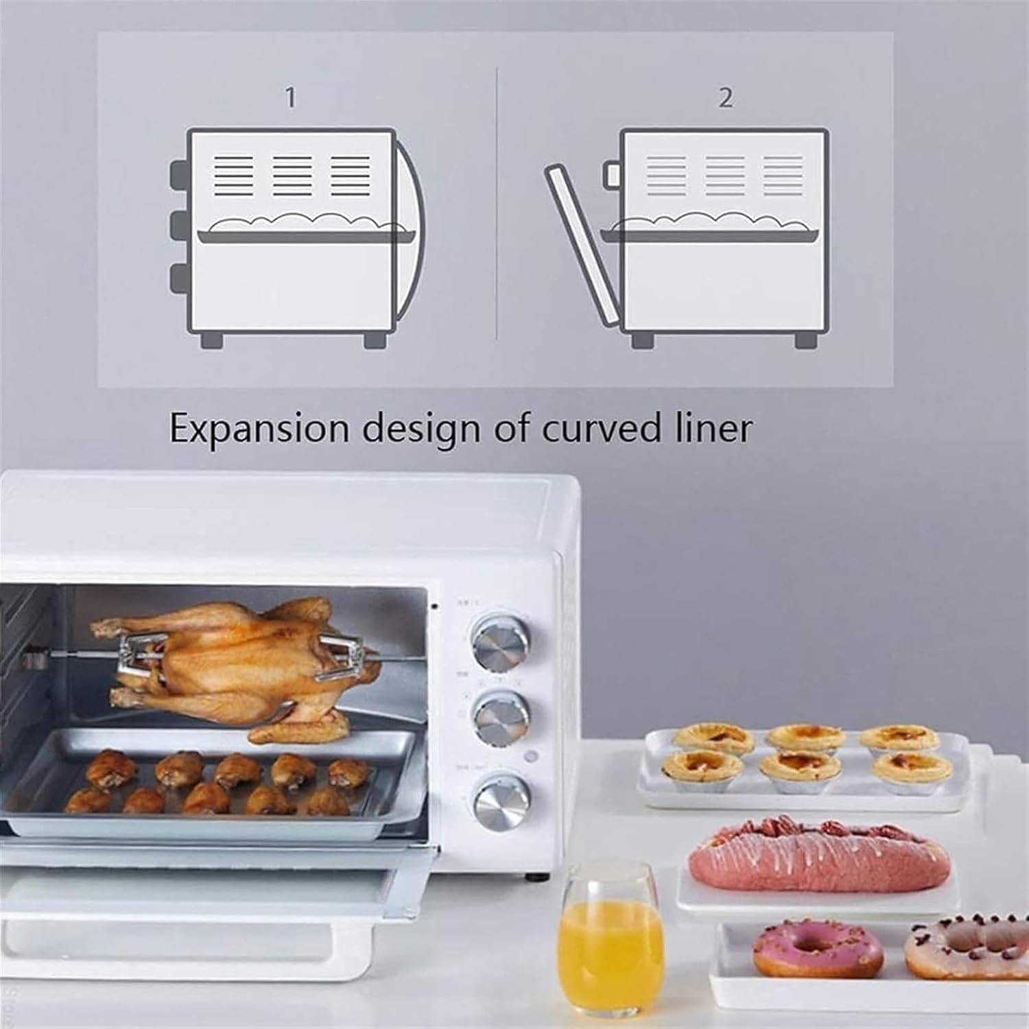 AMNOOL Tabletop Electric Oven 32L Electric Ovens Pizza Bake Microwave Kitchen Furnace Air Grill Intelligent Control Stove Aesthetic and Practical-1*