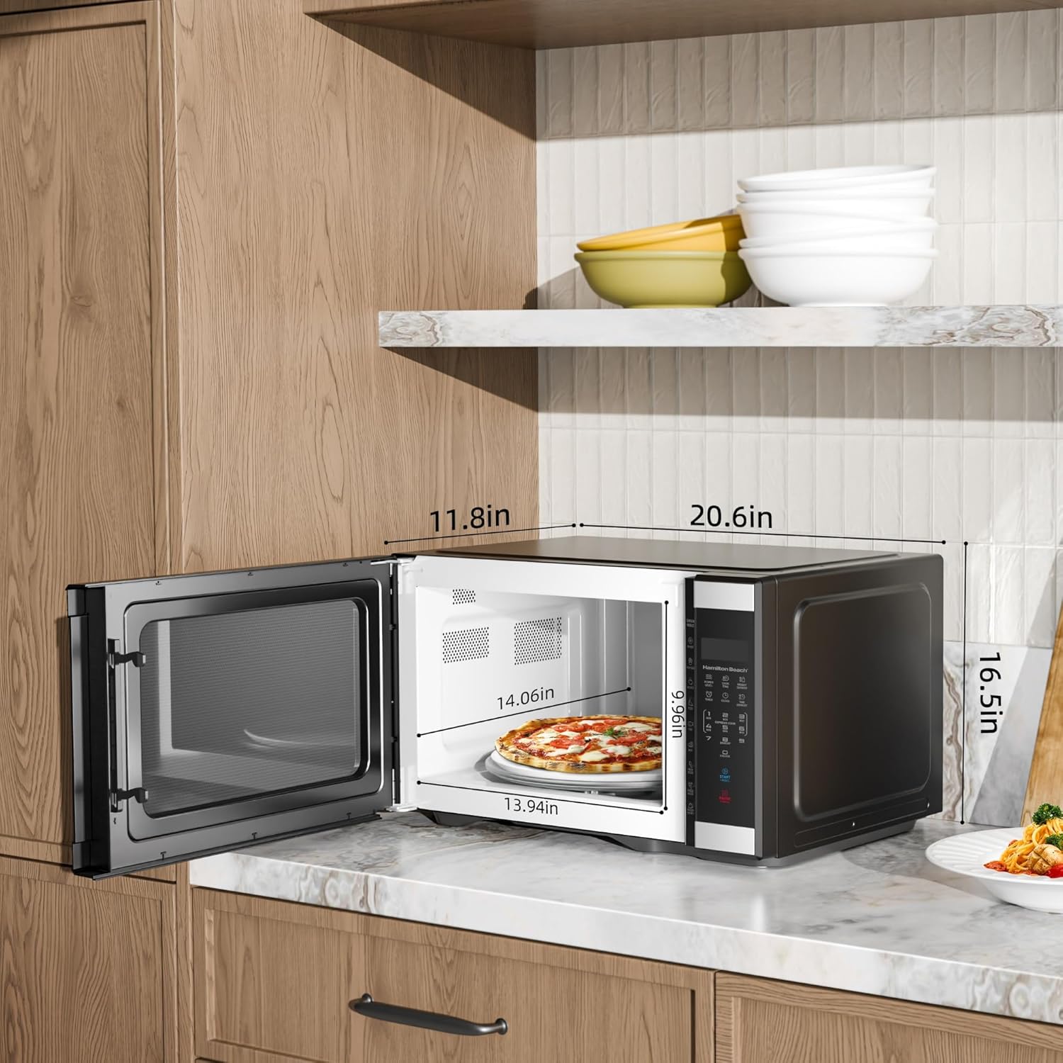 Hamiltan Beach 1.1 Cu. Ft. Countertop Microwave Oven, Stainless Steel