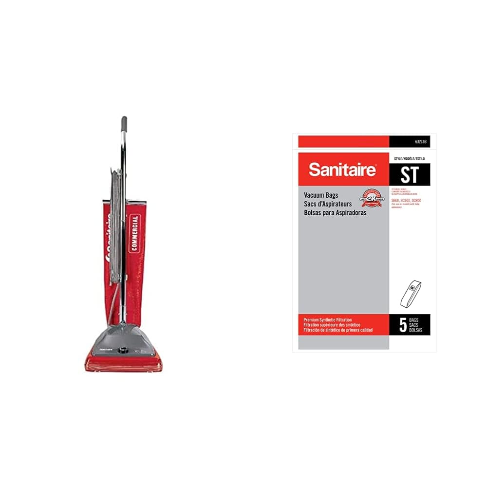 Sanitaire TRADITION Upright Commercial Bagged Vacuum (SC684G Red) + 5PK ST Style Sanitaire Vacuum Bags