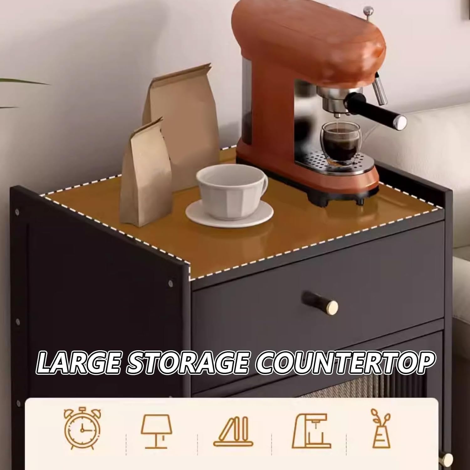 Wood Organizer Stand for Robotic Vacuum Robot Vacuum Stand Cabinet 2-Door Design with Drawers and Glass Doors Removable Shelves Office Storage Cabinet(Natural)