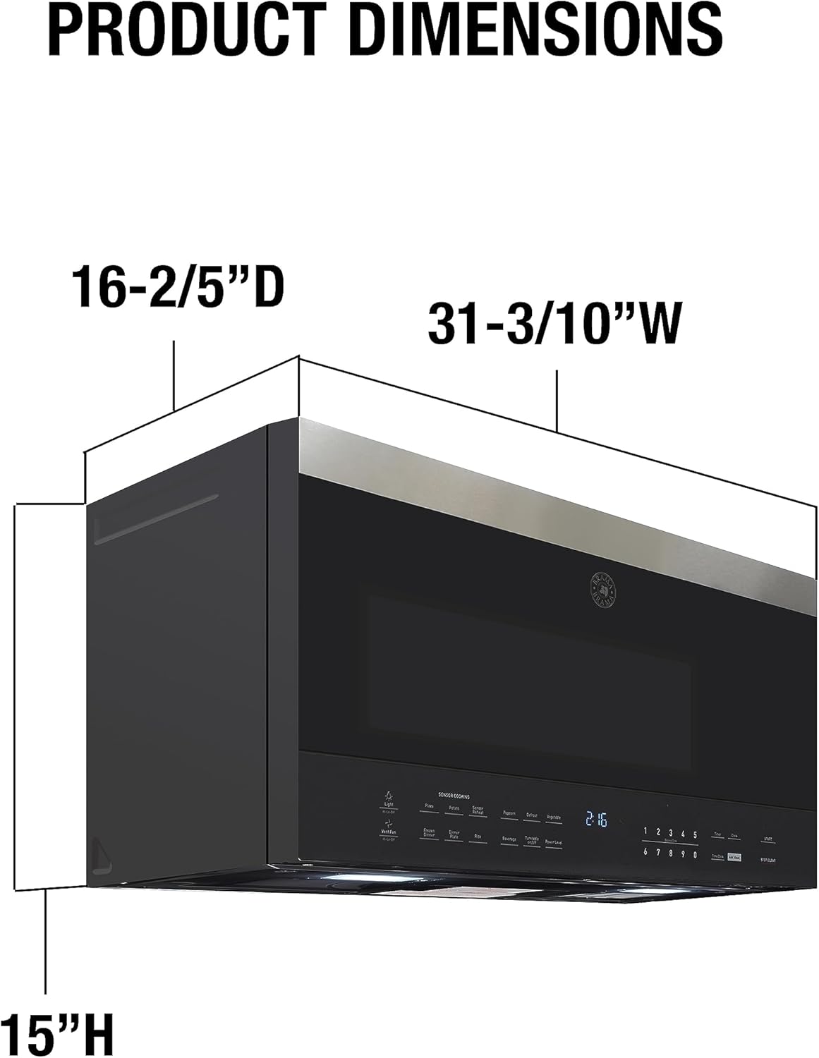 Microwave Oven Built-in 1000-Watts with 10 Power Levels Pre Settings and Express, Sensor and Speed Cooking and Silent Mode with Glass Turntable, 1.6-Cu.Ft, Metallic