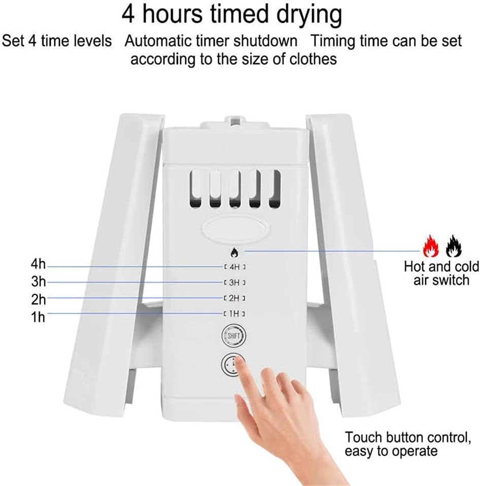 Electric Portable Folding Clothes Drying Rack, White, Model: Makej-963, Plastic, Ideal for Travel & Home Laundry