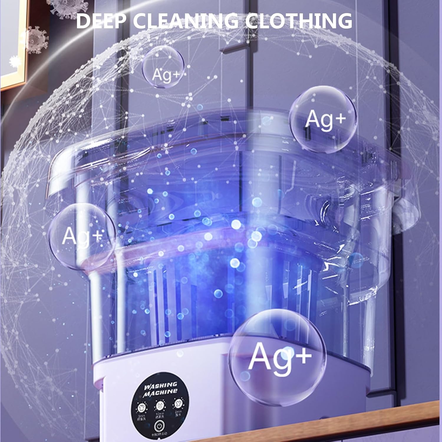 8L Washing Machine Portable Mini, 10W Foldable Small Washing Machine and Dryer, 3 Modes Mini Washing Machine Portable Washer for Apartment, Dorm, Camping, RV, Travel, Laundry,Purple