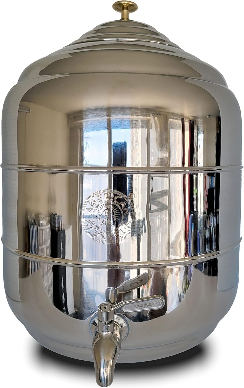 5 Gallon Counter Top Stainless Steel Beverage Dispenser with Faucet Spigot, handle and Lid to Dispense Chilled Water, Beverages, Tea, Soda, Juice