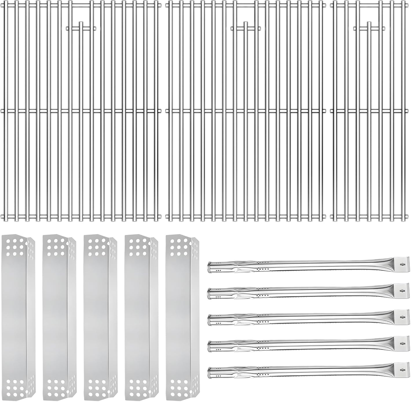 Hisencn Grill Parts Kit for Home Depot Nexgrill 5 Burner 720-0882A Gas Grill, Stainless Steel Grill Burners, Heat Plates Tent Shields Flame Tamers, Cooking Grates for Nexgrill Grill Parts
