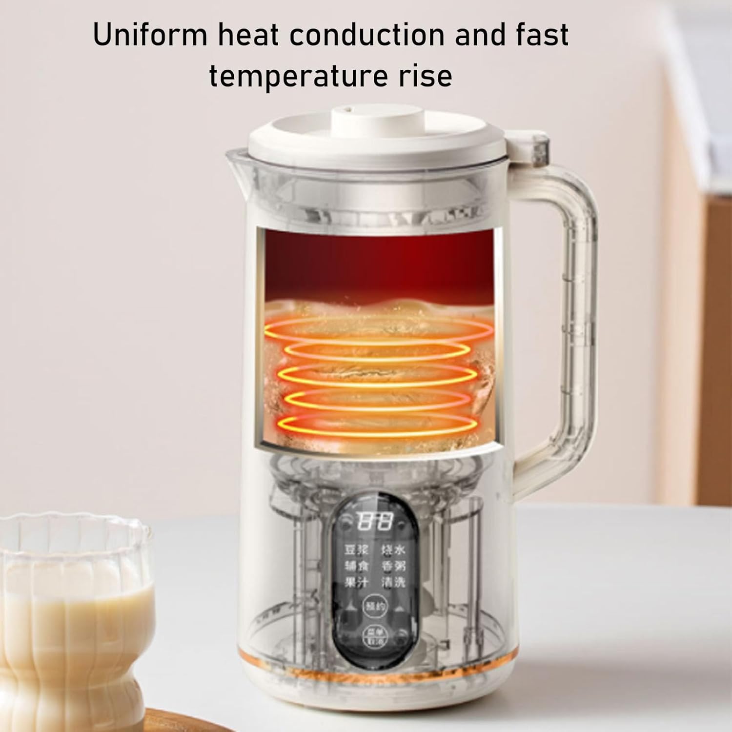 Yosoo Intelligent Blender with 10 Leaf Stainless Steel Blades, Multi Functional Blender Machine for Soymilk Juicer Complementary Food (White US Plug 110V)