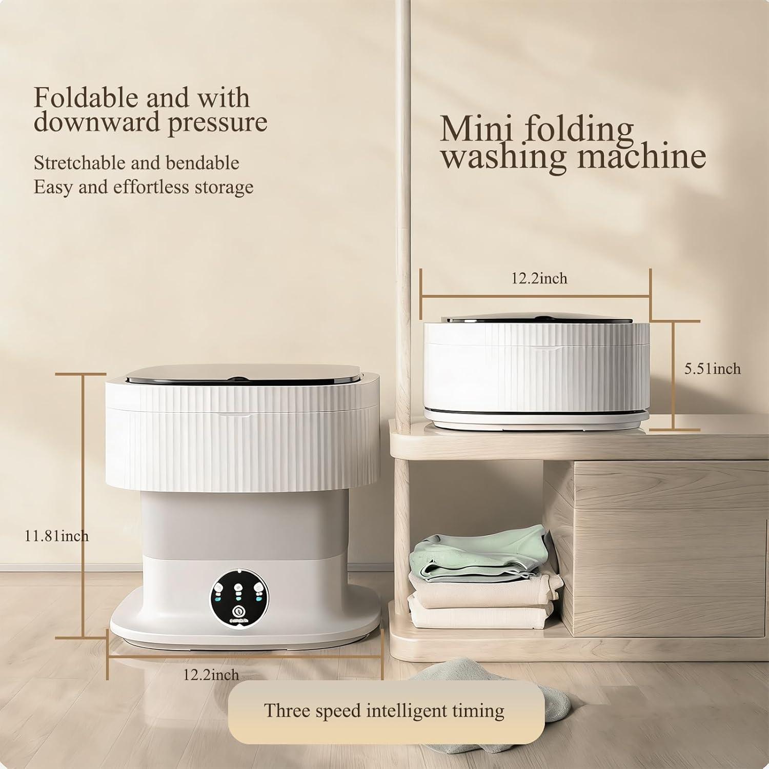 Portable Washing Machine 15L Mini Small Washing Machine Portable 3 Modes Deep Cleaning of Underwear,Baby Clothes Folding Laundry with Spin Basket for Apartments,Dorms,RV,Hotelsz