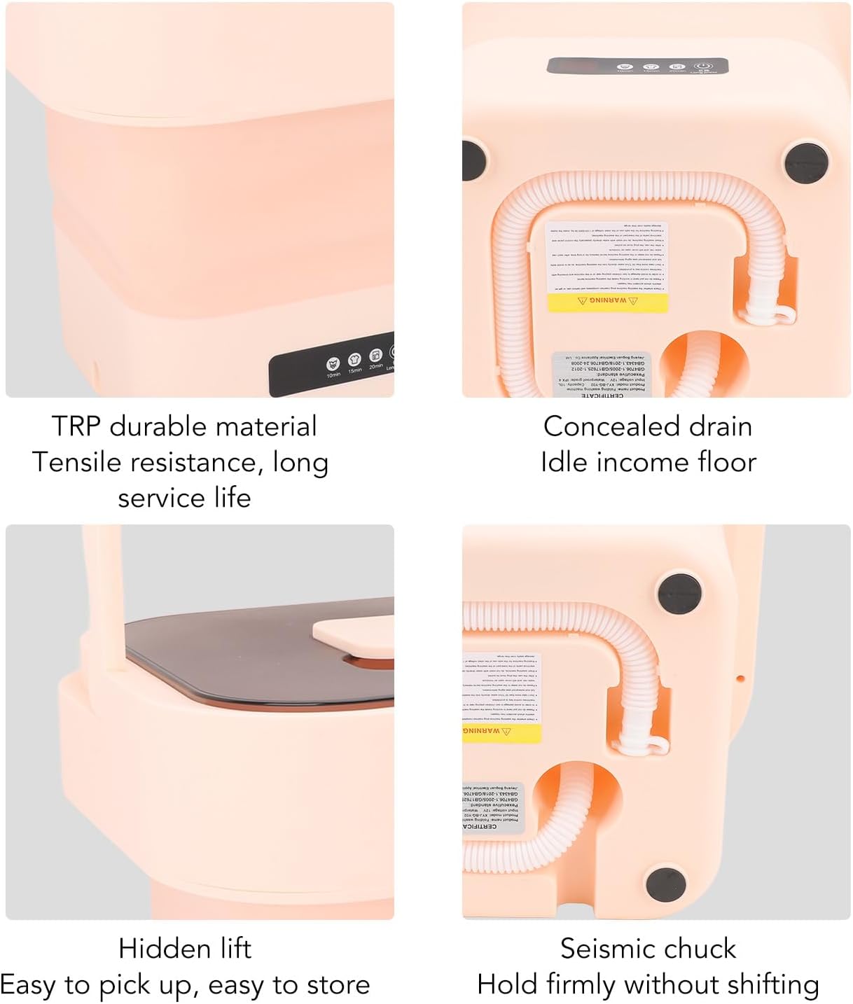 Portable Washing Machine, 10L Fully Automatic Spin Drying Function Foldable Mini Clothes Washer for Underwear Baby Clothes Basket Laundry Machine for Travel, Apartment (US + ROSE)