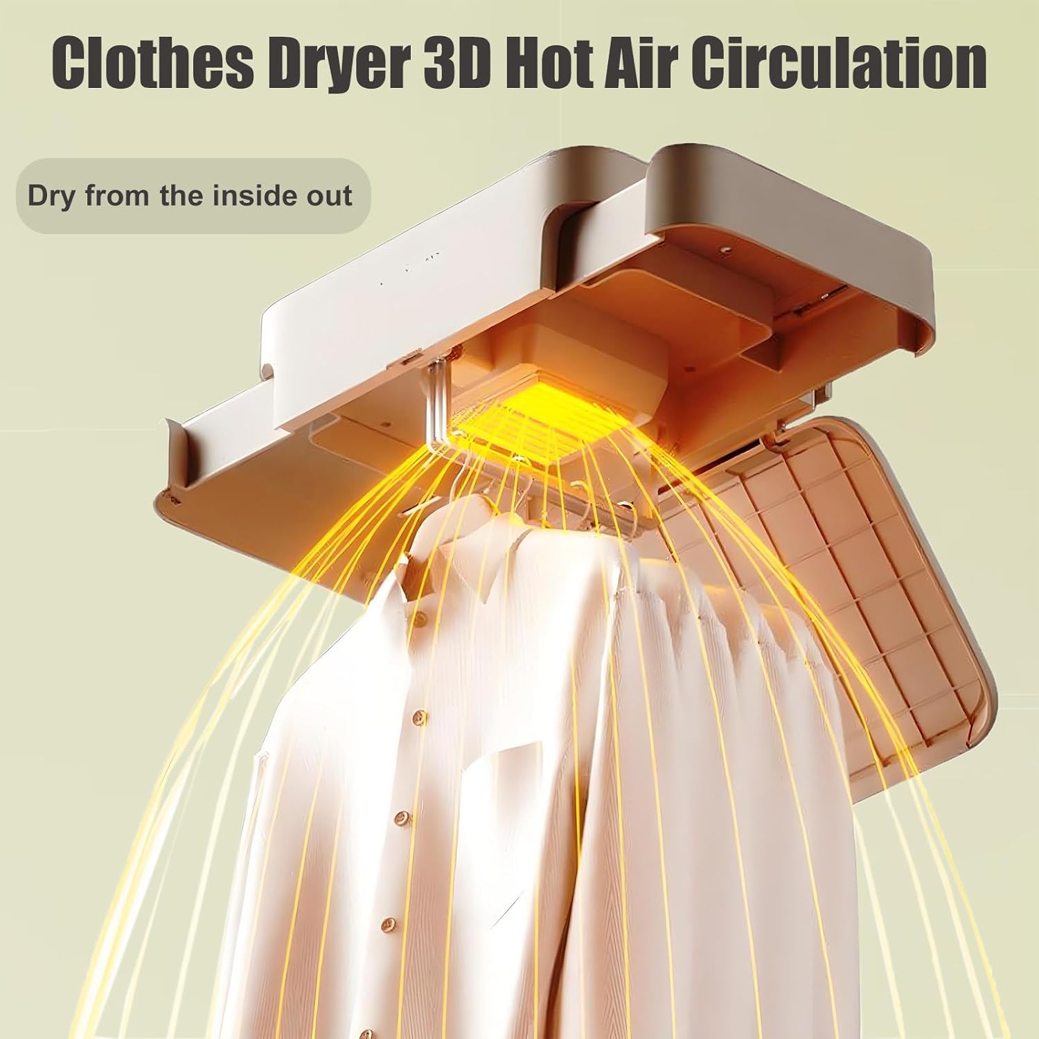 Foldable Garment Dryer with Load Capacity, Efficient 600w Quick Dry Machine, Product Color Beige, and Remote Control, Space Saving for Dorms Electric Clothing Care Machine