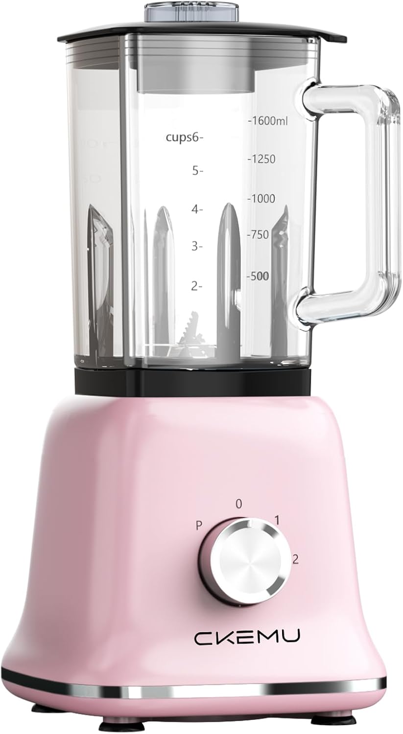 Professional Blender For Smoothies, 58 Oz Glass Jar, Glass Blender Including Puree & Crush Ice Functions, 750 Watts, Macaroon Pink, B02