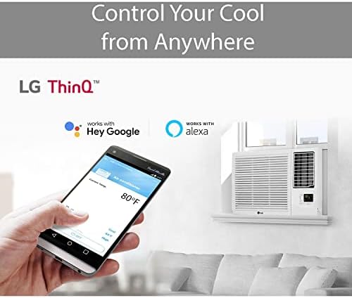 LG 12,000 BTU Smart Window Air Conditioner with Supplemental Heat, 230V, Cools 550 Sq.Ft. (22' x 25' Room Size), 2 Cooling, Heating & Fan Speeds, Works with LG ThinQ, Amazon Alexa, and Hey Google